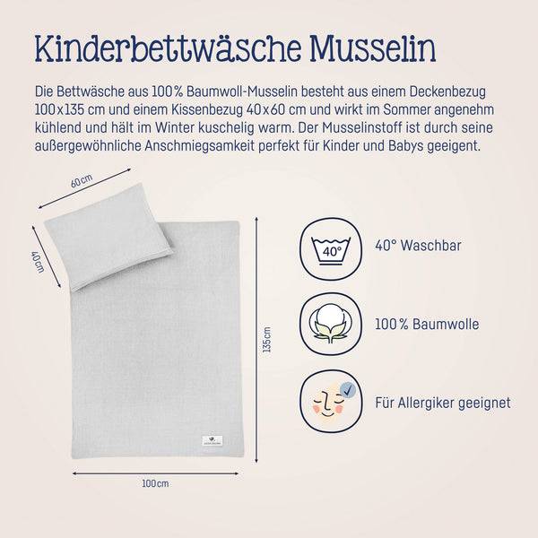 Julius Zöllner Bettwäsche aus Baumwollmusselin, Grau Saisonschlussverkauf