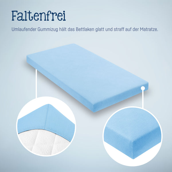 Julius Zöllner Jersey Spannbettlaken für Babymatratzen 60x120 bis 70x140cm, Hellblau Super Sparpreis