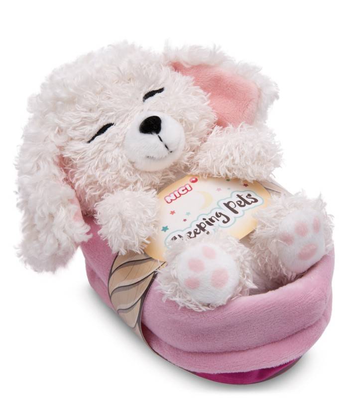 NICI Kuscheltier Sleeping Pets weißer Pudel 12cm im Körbchen NICI GREEN Bis zu 50% Rabatt
