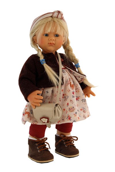 Schildkröt Manufaktur Puppe Müller-Wichtel Maja 30 cm blonde Haare, Kleidung rose/braun