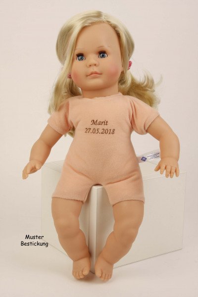 Schildkröt Manufaktur Puppe Hanni 45 cm braune Haare, blaue Schlafaugen, Kleidung Rose/lila Zeitbegrenzte Promotion