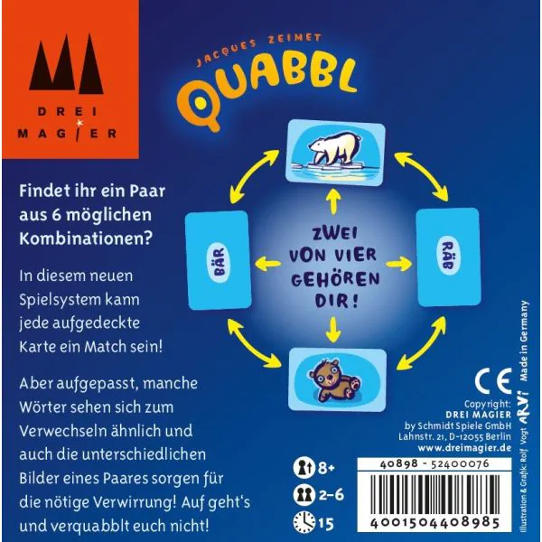 ﻿Schmidt Spiele Drei Magier®: Quabbl, Kartenspiel Zeitbegrenzte Promotion
