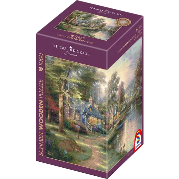 Schmidt Spiele Thomas Kinkade Studios: Dorf am See, 1.000 Teile Holzpuzzle Große Rabatte