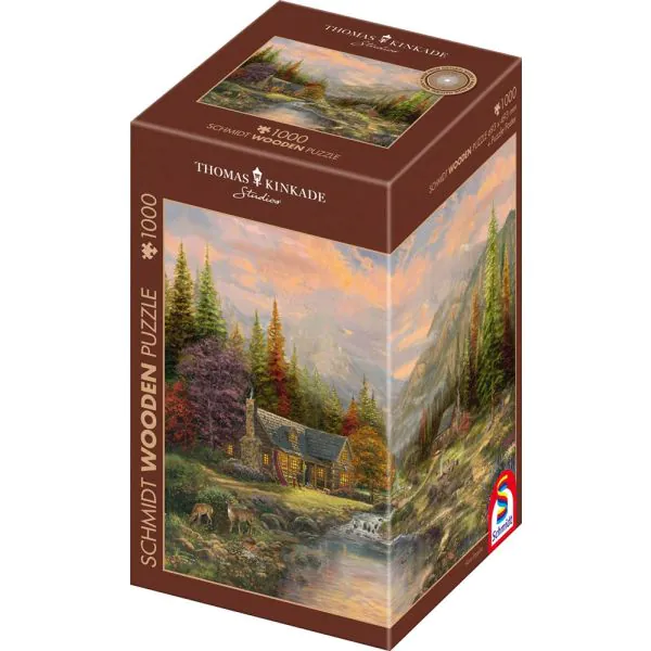 Schmidt Spiele Thomas Kinkade Studios: Bergkulisse mit Bach, 1.000 Teile Holzpuzzle Neuheiten