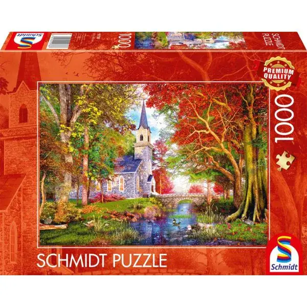 Schmidt Spiele Kapelle im Herbstzauber, 1.000 Teile Puzzle Kauf eins, bekomm eins gratis