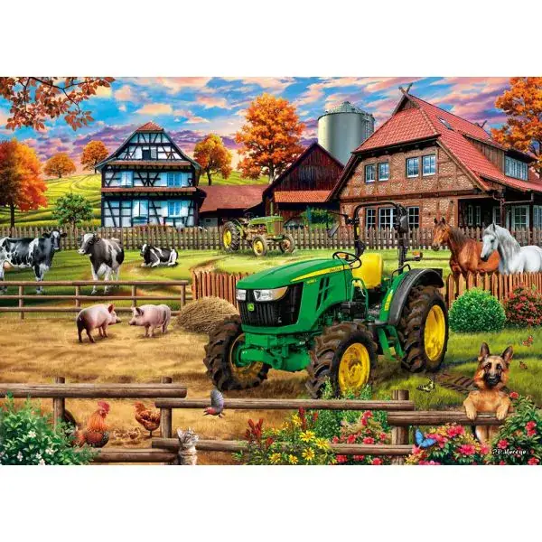 Schmidt Spiele John Deere: Bauernhof mit Traktor 5050E, 1.000 Teile Puzzle Neuheiten