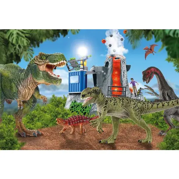 Schmidt Spiele Schleich ®: Dinosaurs – Dinosaurier der Urzeit, 100 Teile Kinderpuzzle mit Add-on (eine Original Saichania mini Figur) Fabrikladen
