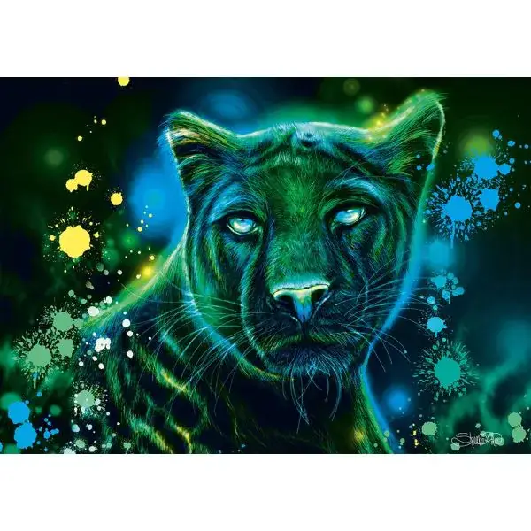 Schmidt Spiele Sheena Pike: Neon Blau-grüner Panther, 1.000 Teile Puzzle Neuheiten