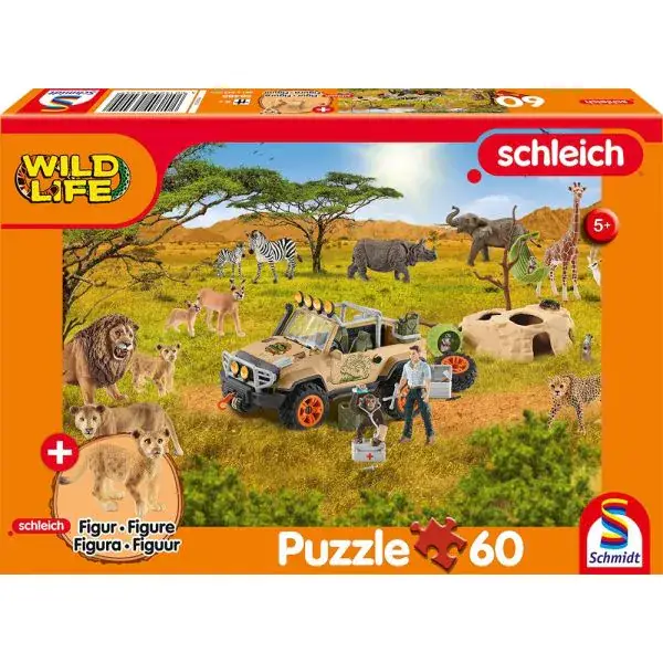 Schmidt Spiele Schleich ®: Wild Life - In der Sarvanne, 60 Teile Kinderpuzzle mit Add-on (eine Original Baby Löwenjunge Figur) Neueste Stile
