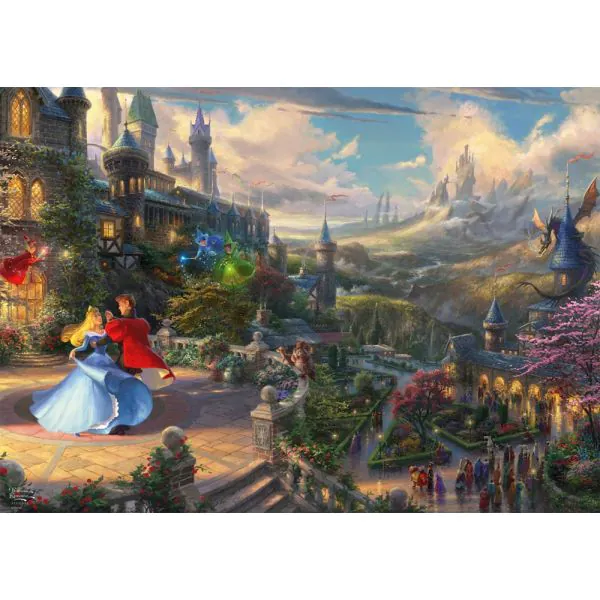 Schmidt Spiele Thomas Kinkade Studios: Disney Dreams Collections - Sleeping Beauty Dancing in the Enchanted Light, 1.000 Teile Puzzle Fabrikverkauf