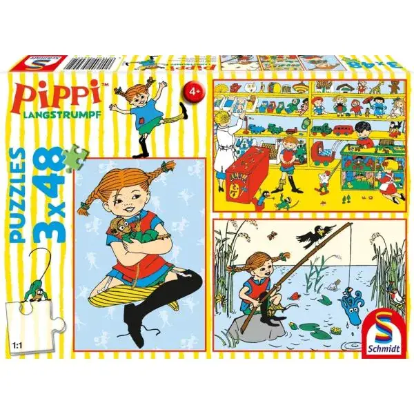 Schmidt Spiele Pippi™ Langstrumpf: Ich mache mir die Welt, wie sie mir gefällt, 3x48-teiliges Kinderpuzzle