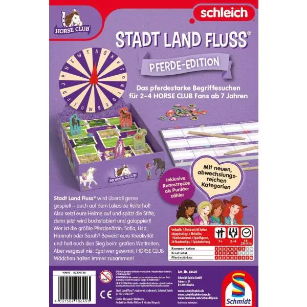 Schmidt Spiele Schleich ®: Horse Club - Stadt Land Fluss®, Kinderspiel Lagerräumung