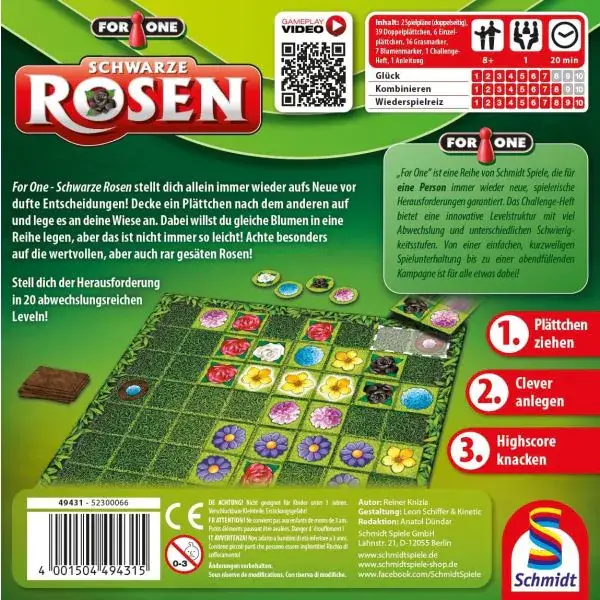 Schmidt Spiele For One – Schwarze Rosen, Familienspiel Wochenangebot