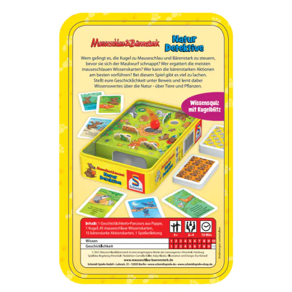 Schmidt Spiele Mauseschlau & Bärenstark: Naturdetektive, Reisespiel in der Metalldose Begrenzt auf 3 Tage