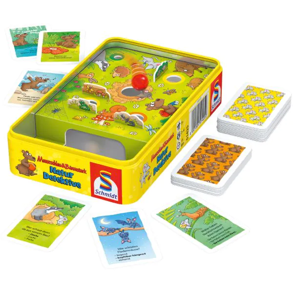 Schmidt Spiele Mauseschlau & Bärenstark: Naturdetektive, Reisespiel in der Metalldose Begrenzt auf 3 Tage