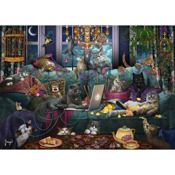 Schmidt Spiele Brigid Ashwood: Katzen in Quarantäne, 1.000 Teile Puzzle Letzter Tag