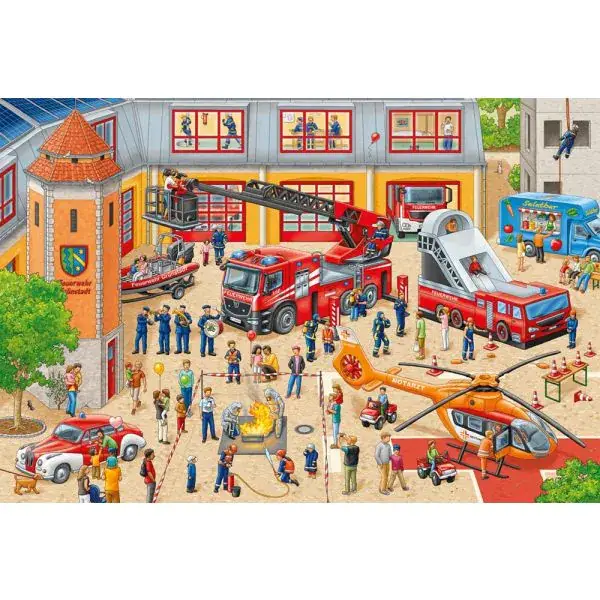 Schmidt Spiele Kindertag auf der Feuerwehrstation, 60 Teile Kinderpuzzle Auslauf