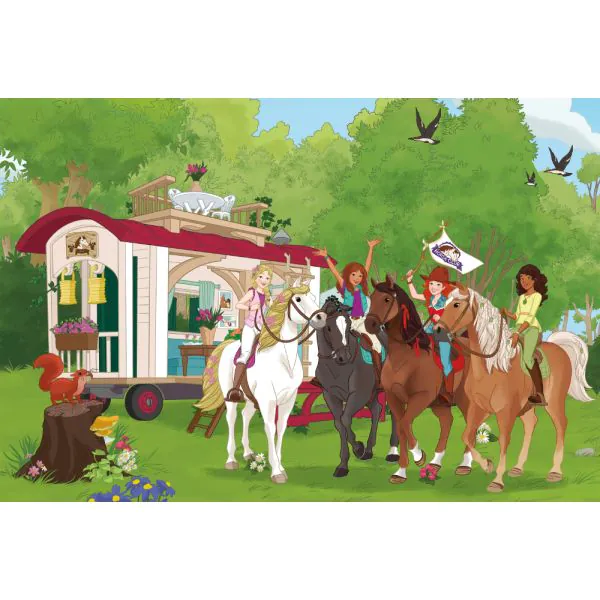 Schmidt Spiele Schleich ®: Horse Club - Clubtreffen vor dem Wohnwagen, 60 Teile Kinderpuzzle mit Add-on (eine Original Figur) Saisonschlussverkauf