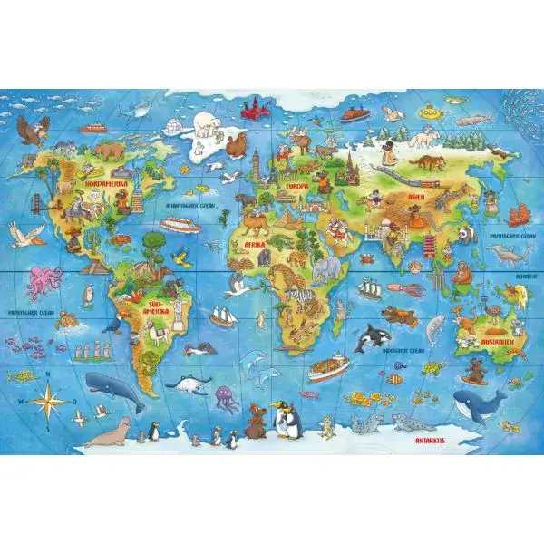Schmidt Spiele Mauseschlau & Bärenstark: Reise um die Welt, 100 Teile Kinderpuzzle mit Add-on (Wissensbüchlein) Black Friday