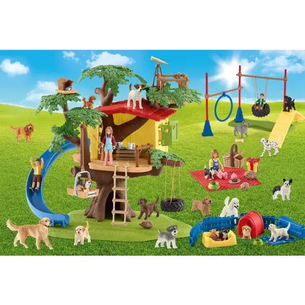 Schmidt Spiele Schleich ®: Farm World - Fröhliche Hunde, 40 Teile Kinderpuzzle mit Add-on (Original Figur) Jubiläumsangebot
