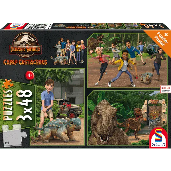 Schmidt Spiele Jurassic World: Camp Cretaceous - Abenteuer auf Isla Nublar, 3x48 Teile Kinderpuzzle