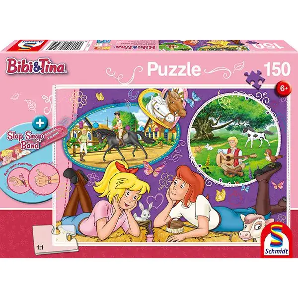 Schmidt Spiele Bibi & Tina: Freundinnen für immer, 150 Teile Kinderpuzzle mit Add-on (inkl. Slap Snap Band bunt)