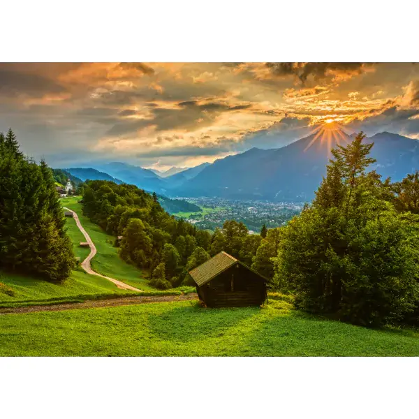 Schmidt Spiele Sonnenuntergang über dem Bergdorf Wamberg, 1.500 Teile Puzzle Angebote