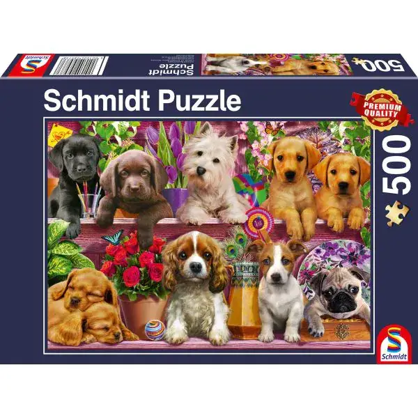 Schmidt Spiele Hunde im Regal, 500 Teile Puzzle Versandkostenfrei