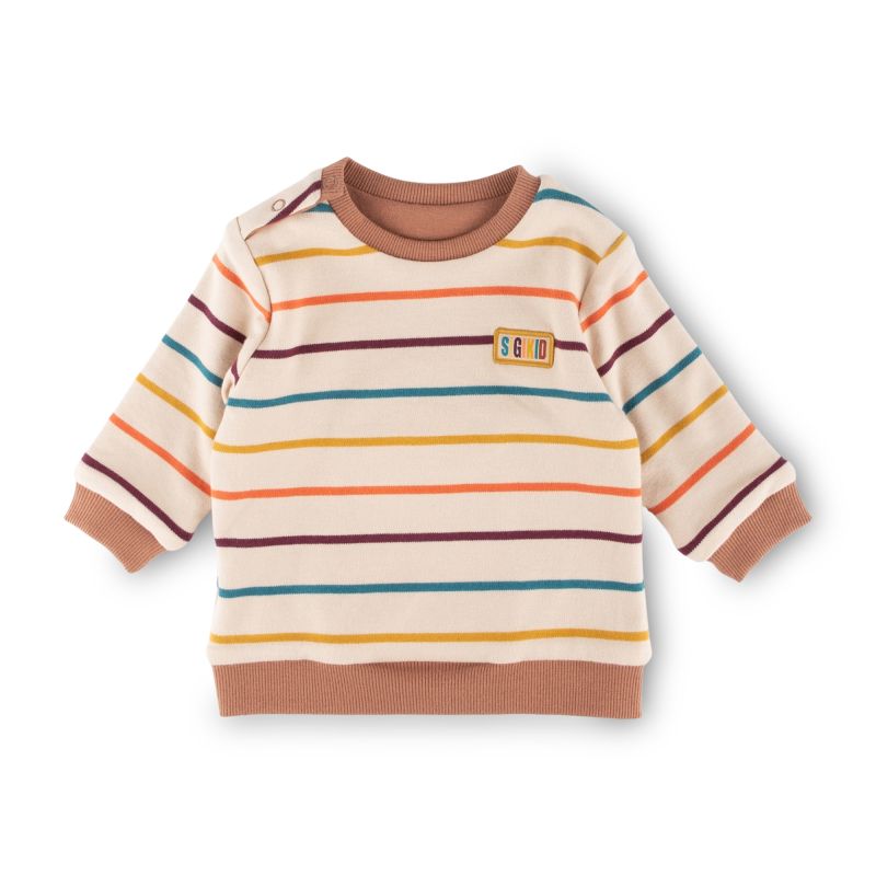 Sigikid Baby Wendeshirt Bär, bunt gestreift oder braun Begrenztes Angebot
