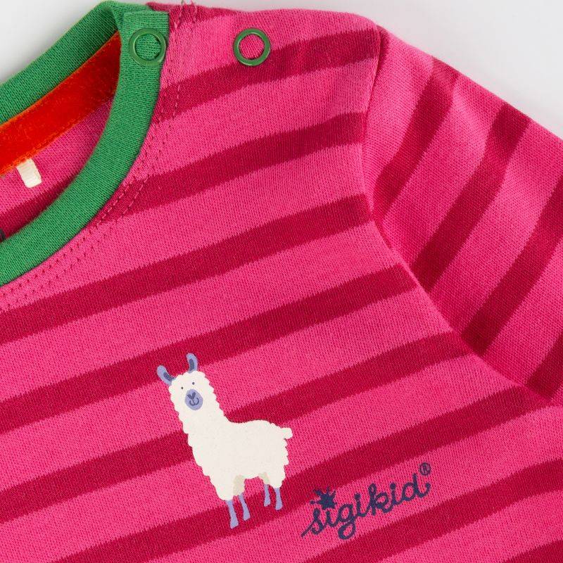 Sigikid Baby Langarmshirt Crazy Lama, pink gestreift, Baby Weihnachtsangebot