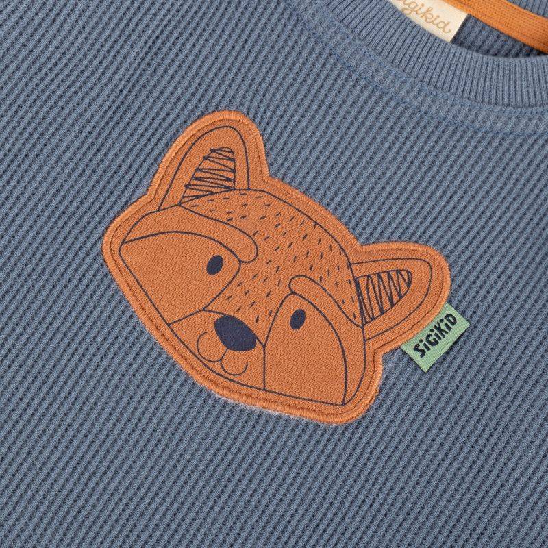 Sigikid Baby Langarmshirt mit Waschbären Motiv, blau Sonderangebot
