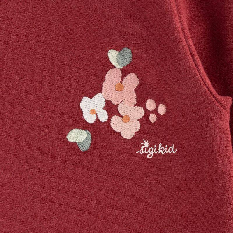 Sigikid Kinder Sweatkleid mit Stickmotiv Blumen, dunkelrot Versandkostenfrei