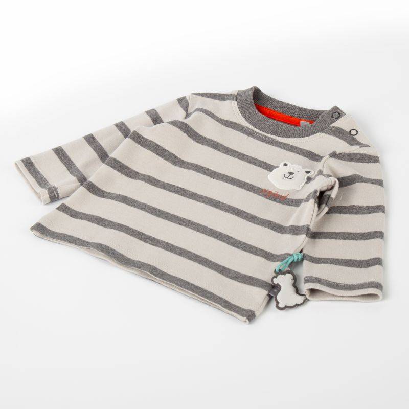 Sigikid Baby Langarmshirt Eisbär, grau geringelt Preisnachlass