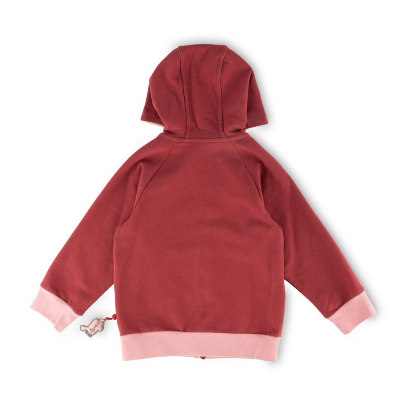 Sigikid Kinder Sweatjacke mit Kapuze und Stickmotiv Blumen, dunkelrot Muttertagsangebot
