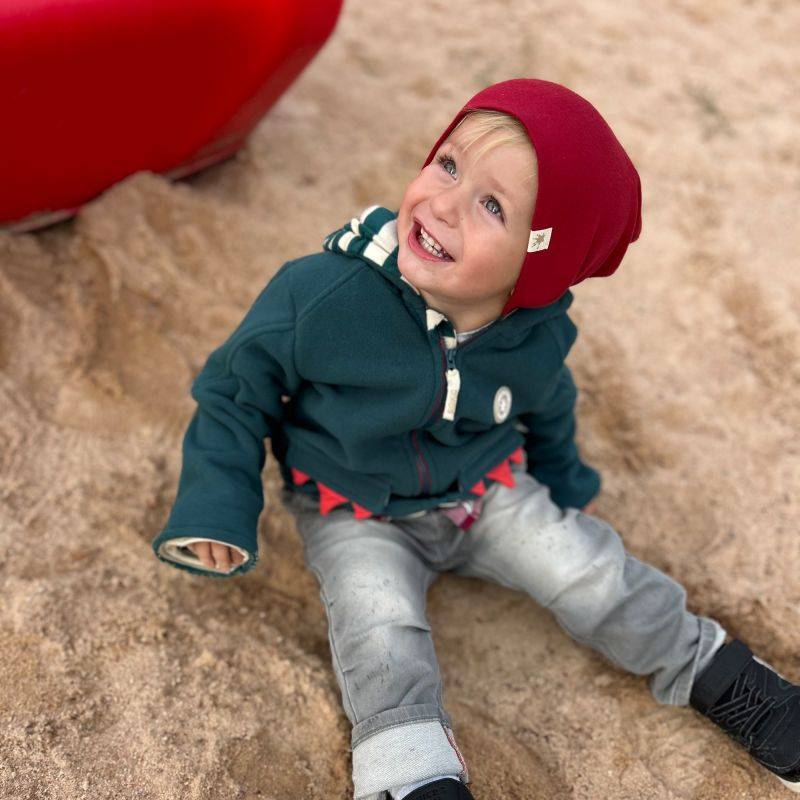 Sigikid Dunkelrote Baby Mütze mit Aufschlag Valentinstagsangebot
