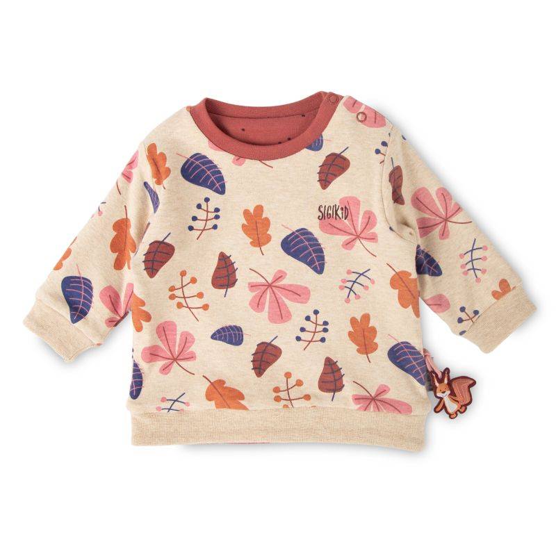 Sigikid Baby Wendeshirt rotbraun mit Pünktchen/bunter Herbstprint Neueste Mode