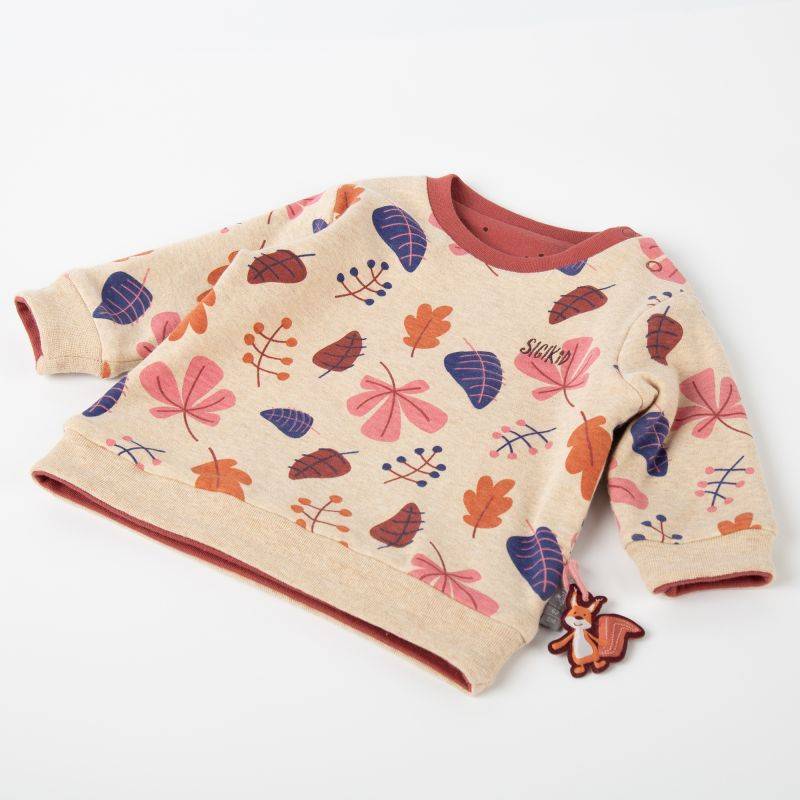 Sigikid Baby Wendeshirt rotbraun mit Pünktchen/bunter Herbstprint Neueste Mode