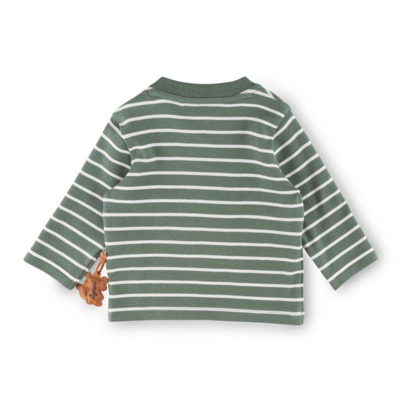 Sigikid Baby Langarm Ringelshirt mit Waschbären Motiv, grün-weiß Bestseller