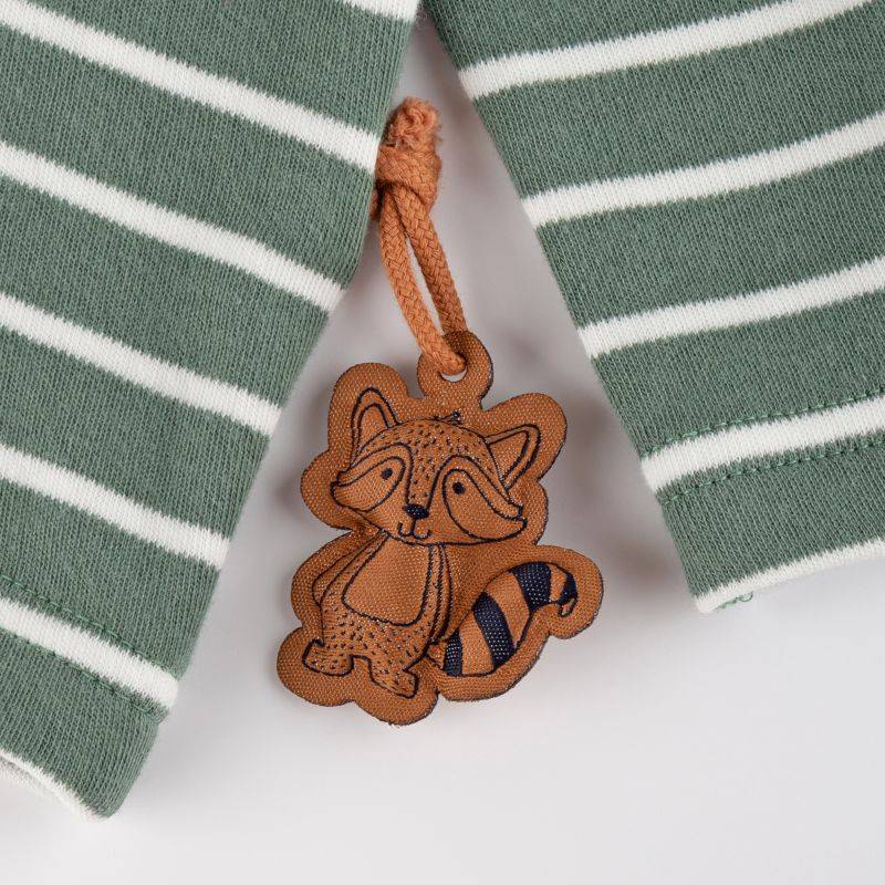 Sigikid Baby Langarm Ringelshirt mit Waschbären Motiv, grün-weiß Bestseller