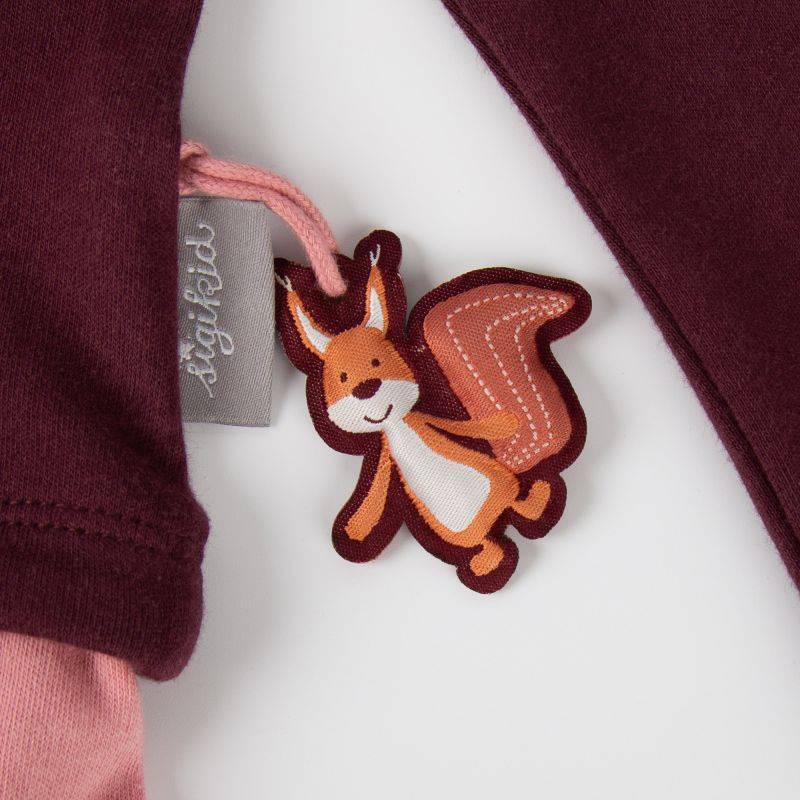 Sigikid Kinder Kleid mit Eichhörnchen Motiv, dunkelrot und rosa Sonderangebote