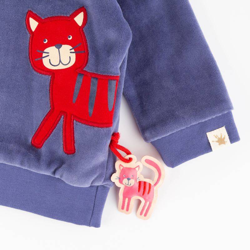 Sigikid Baby Nicki Langarmshirt Katze, blau Tiefpreis