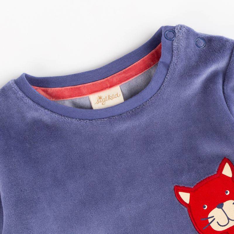 Sigikid Baby Nicki Langarmshirt Katze, blau Tiefpreis
