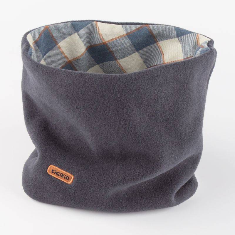 Sigikid Kinder Fleece Loopschal, grau oder blau-weiß kariert Begrenzt auf 3 Tage