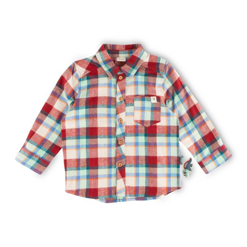 Sigikid Kinder Langarm Karo-Flanellhemd, rot-blau Speichern exportieren