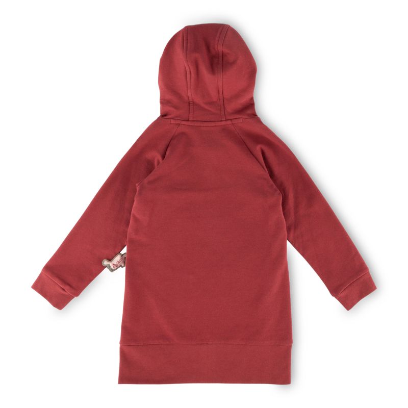 Sigikid Kinder Sweatkleid mit Kapuze und Stickmotiv Blumen, dunkelrot Fabrik Onlineshop