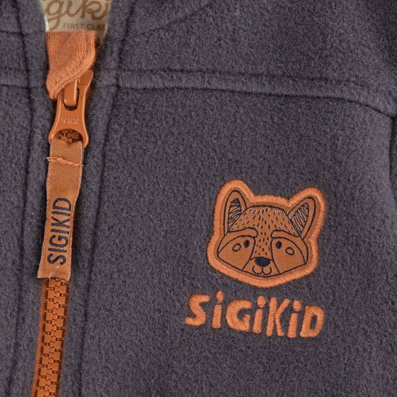 Sigikid Baby Fleeceoverall mit Bären Motiv, dunkelgrau Preisnachlass