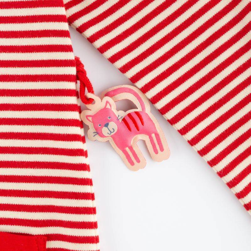 Sigikid Kinder Ringelkleid mit Katzen Motiv, rot-weiß Online Outlet