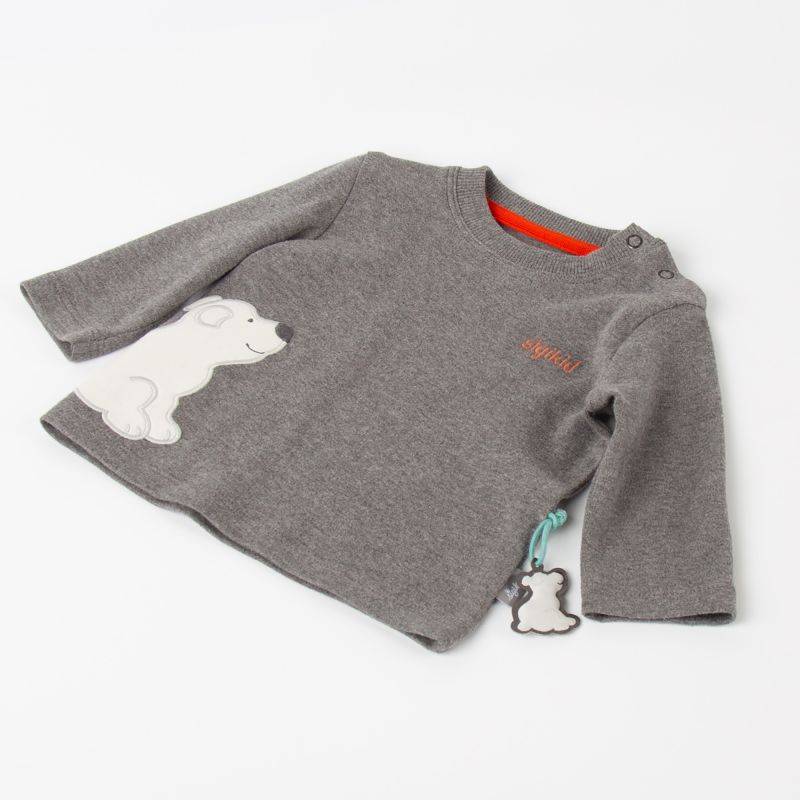 Sigikid Baby Langarmshirt mit Eisbär Motiv, graumeliert Kauf eins, bekomm eins gratis