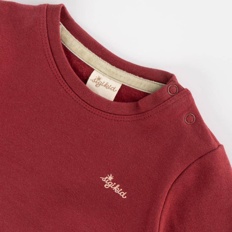 Sigikid Baby Sweat Longshirt mit Stickmotiv Blumen, dunkelrot Riesige Ersparnisse