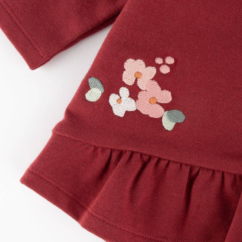 Sigikid Baby Sweat Longshirt mit Stickmotiv Blumen, dunkelrot Riesige Ersparnisse